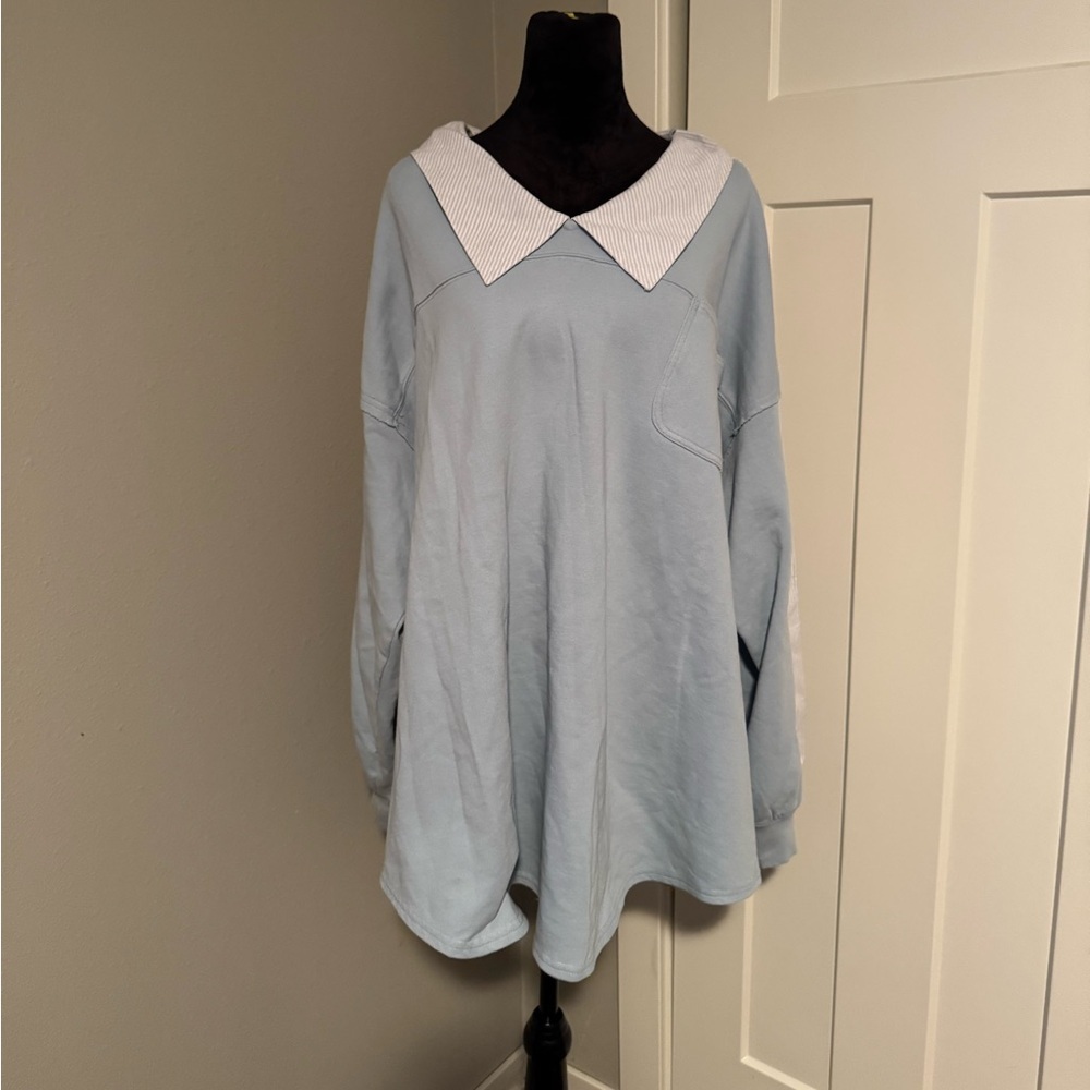 Free People Madeleine Sweatshirt in Winter Sky Medium - Picture 3 of 8
